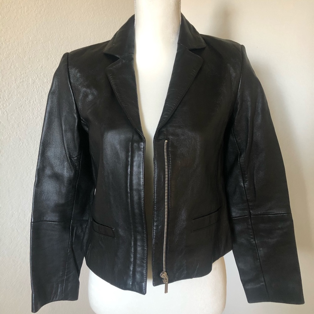 Petite Sophisticate Black Leather Jacket